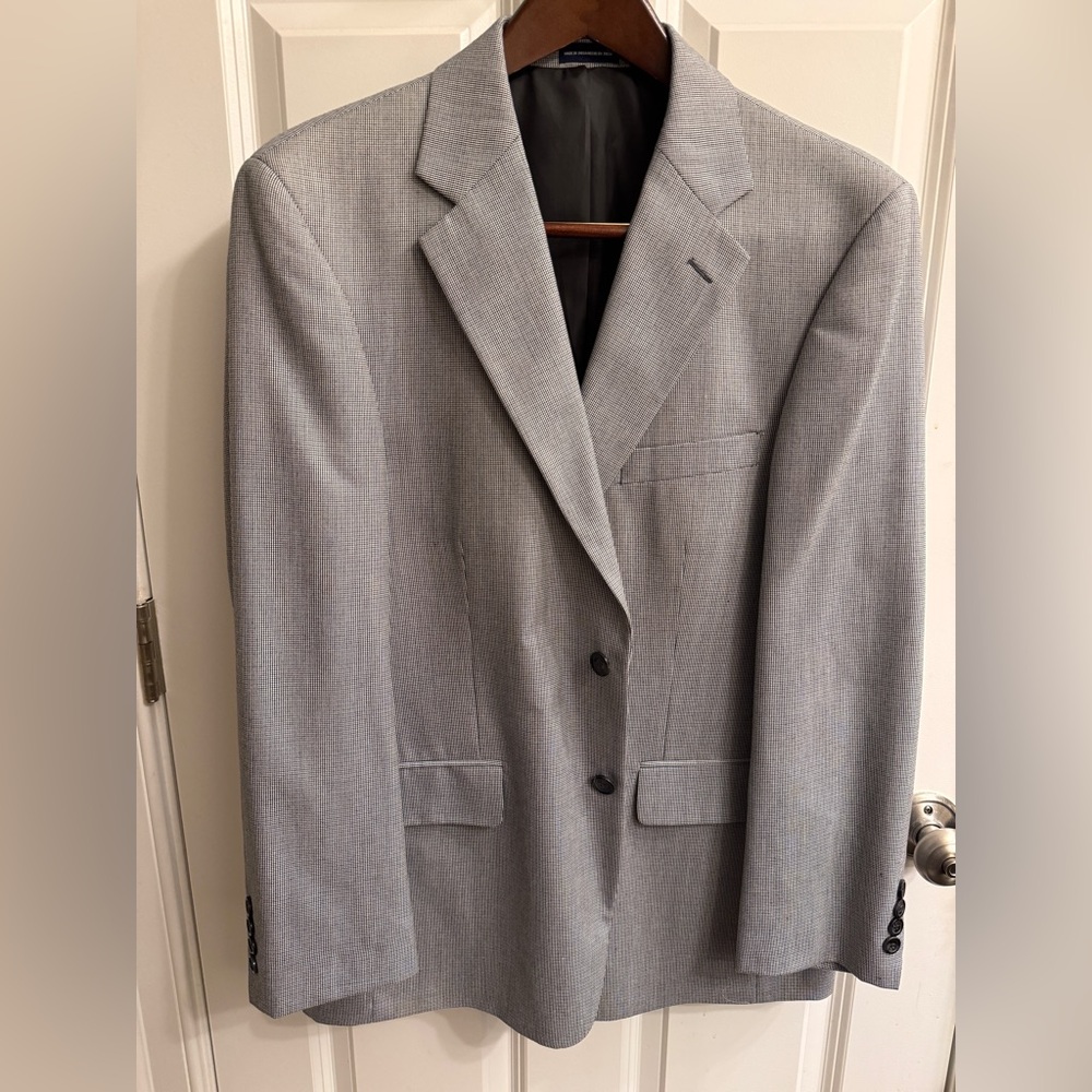 Stafford Essentials Men's Sport Coat Size 40R Black/White Houndstooth Check